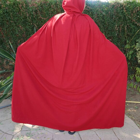 new women adult Halloween costume cape medieval red hooded glitter shimmer - Picture 1 of 5